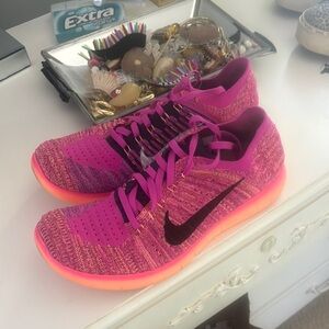 Nike Pink and Orange Knit Sneakers